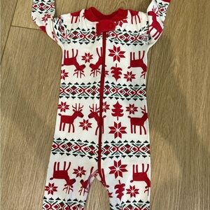 Hanna Andersson Red and White Footies with Nordic Design